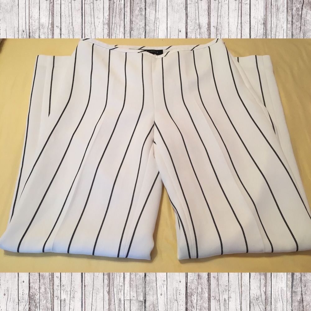 Talbots Black & White Stripe Flared Pants